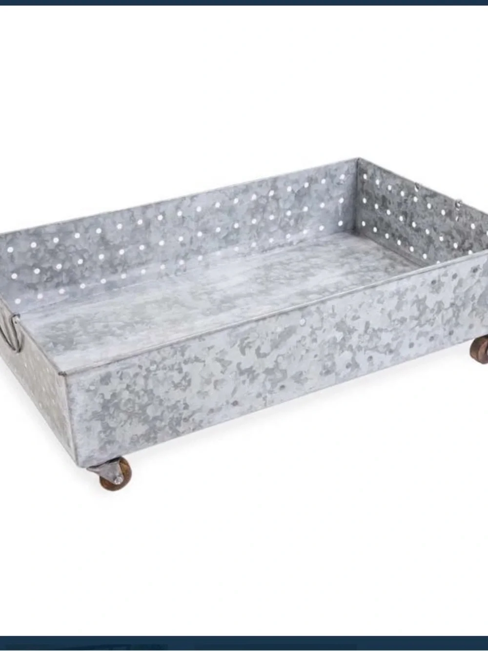 Galvanized Hole-Punched Rolling Storage Tray - Silver